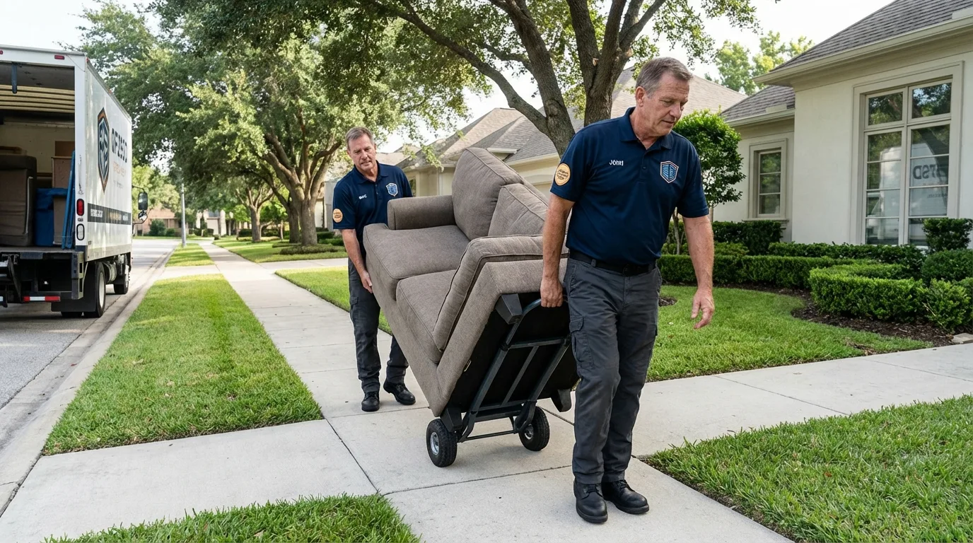 Local residential moving crew loading furniture in King City, CA
